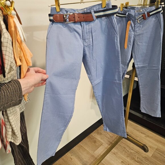 Prinston Chinos Boys Blue Pants w Belt US 8 - Picture 1 of 5